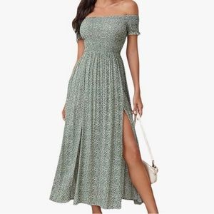 Off the shoulder boho long A-line dress